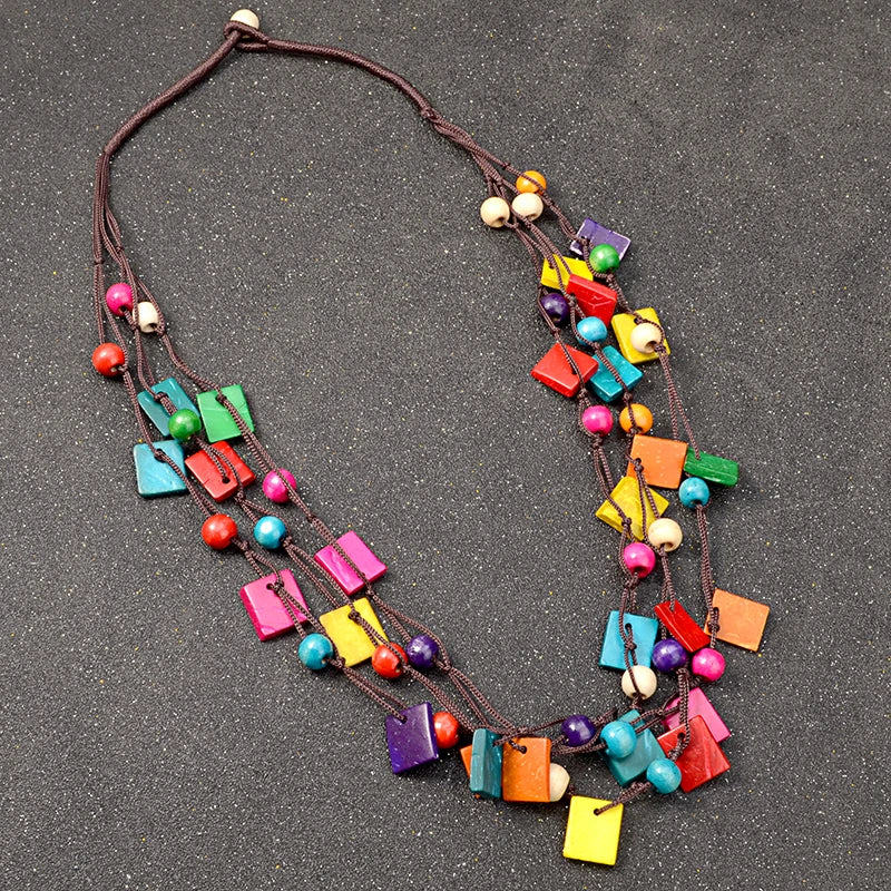 UDDEIN Vintage Wood Statement Necklace
