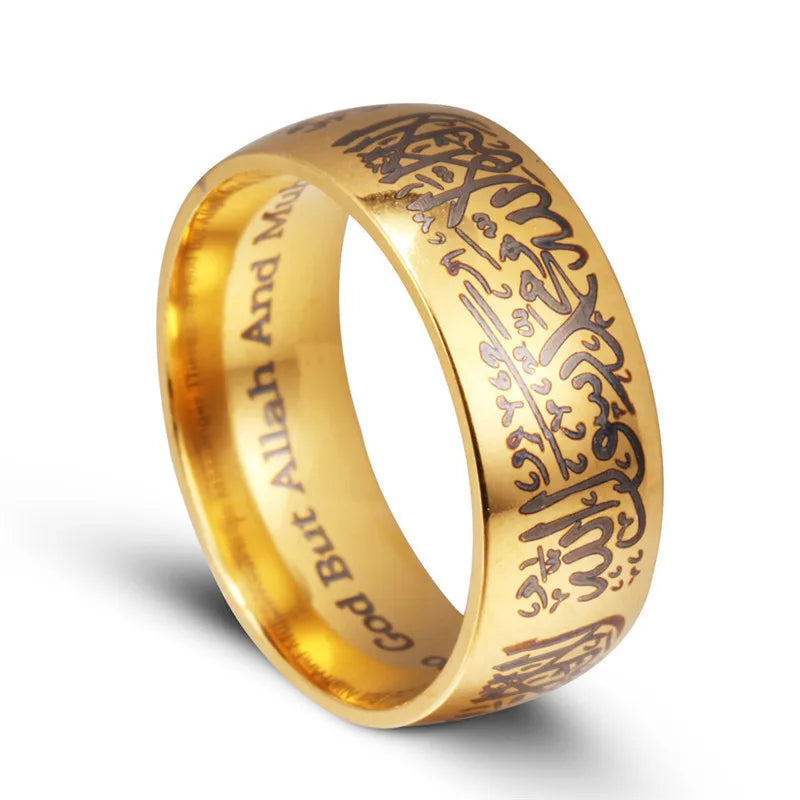 Trendy Titanium Islamic Statement Ring