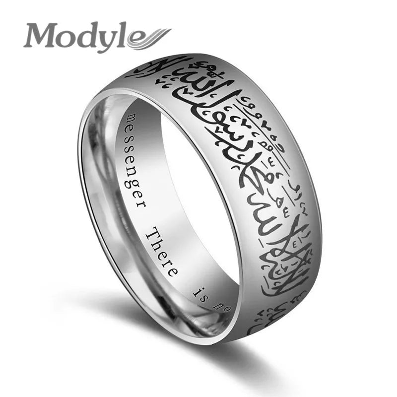 Trendy Titanium Islamic Statement Ring