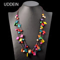 UDDEIN Vintage Wood Statement Necklace