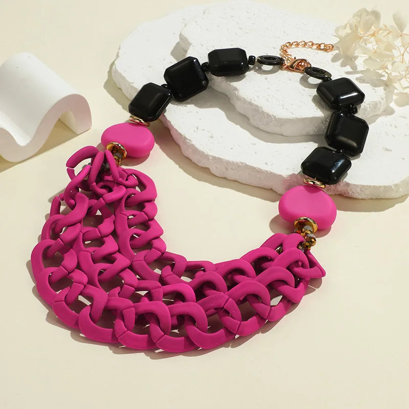 Vintage Emerald Resin Statement Necklace