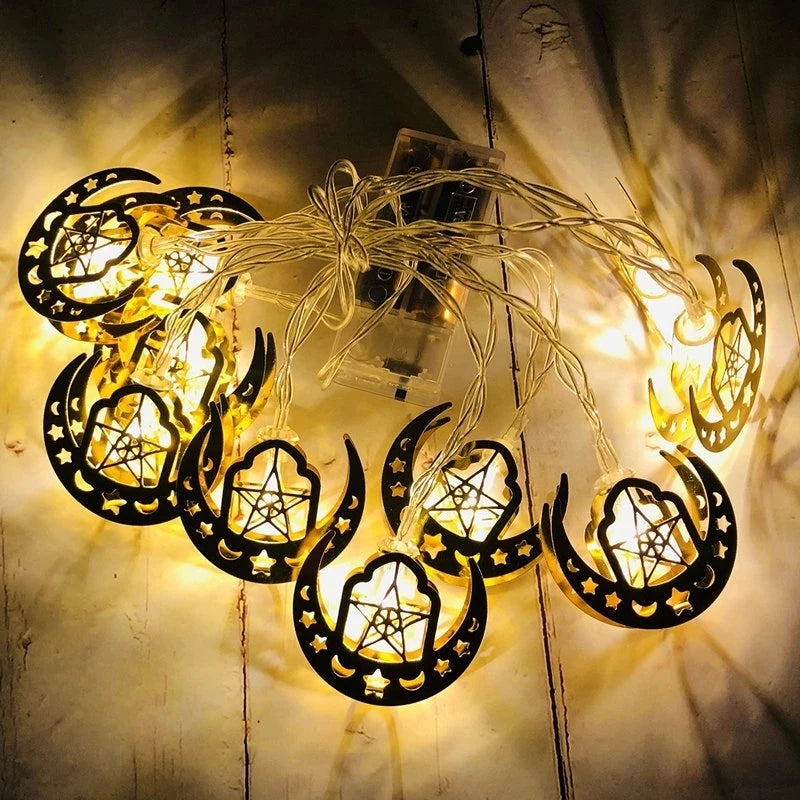 Eid and Ramadan Moon Star String Lights
