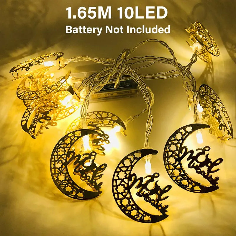 Eid and Ramadan Moon Star String Lights