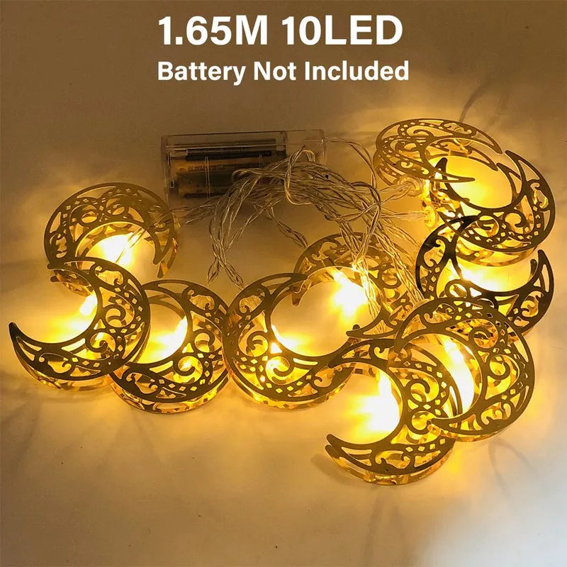 Eid and Ramadan Moon Star String Lights
