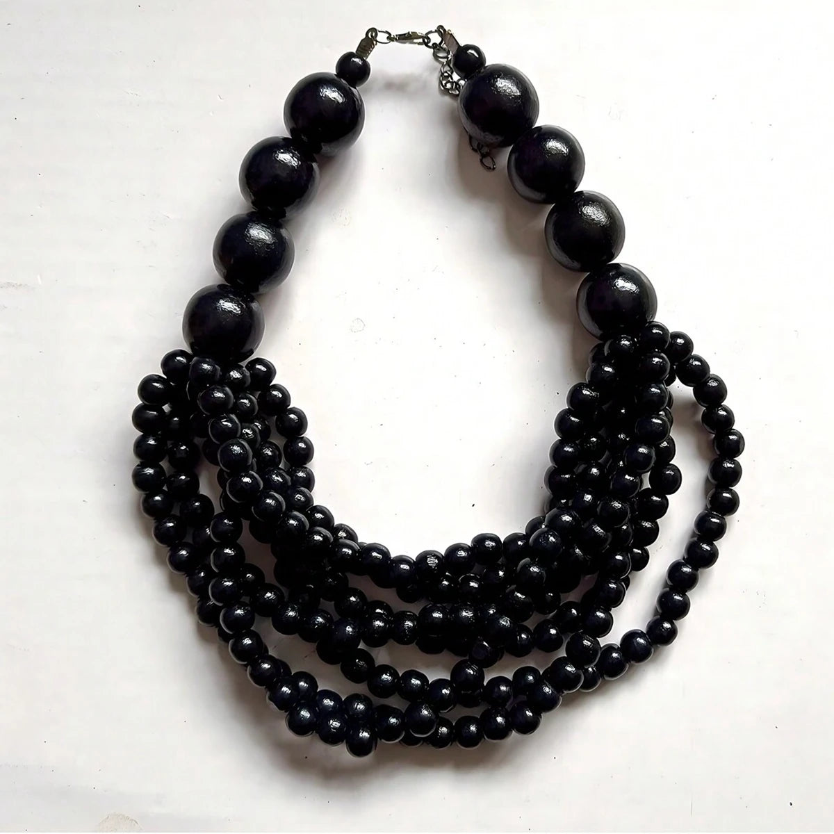 Boho African Wood Bib Necklace